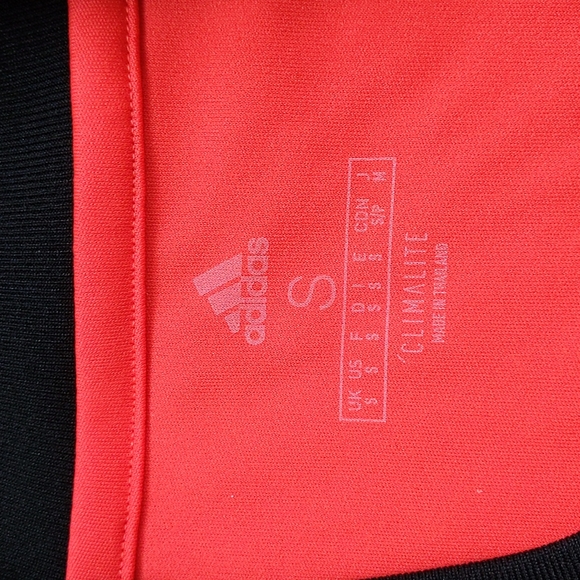 New Adidas Climalite Striped LS Jersey Small Red Orange Black - Picture 12 of 16